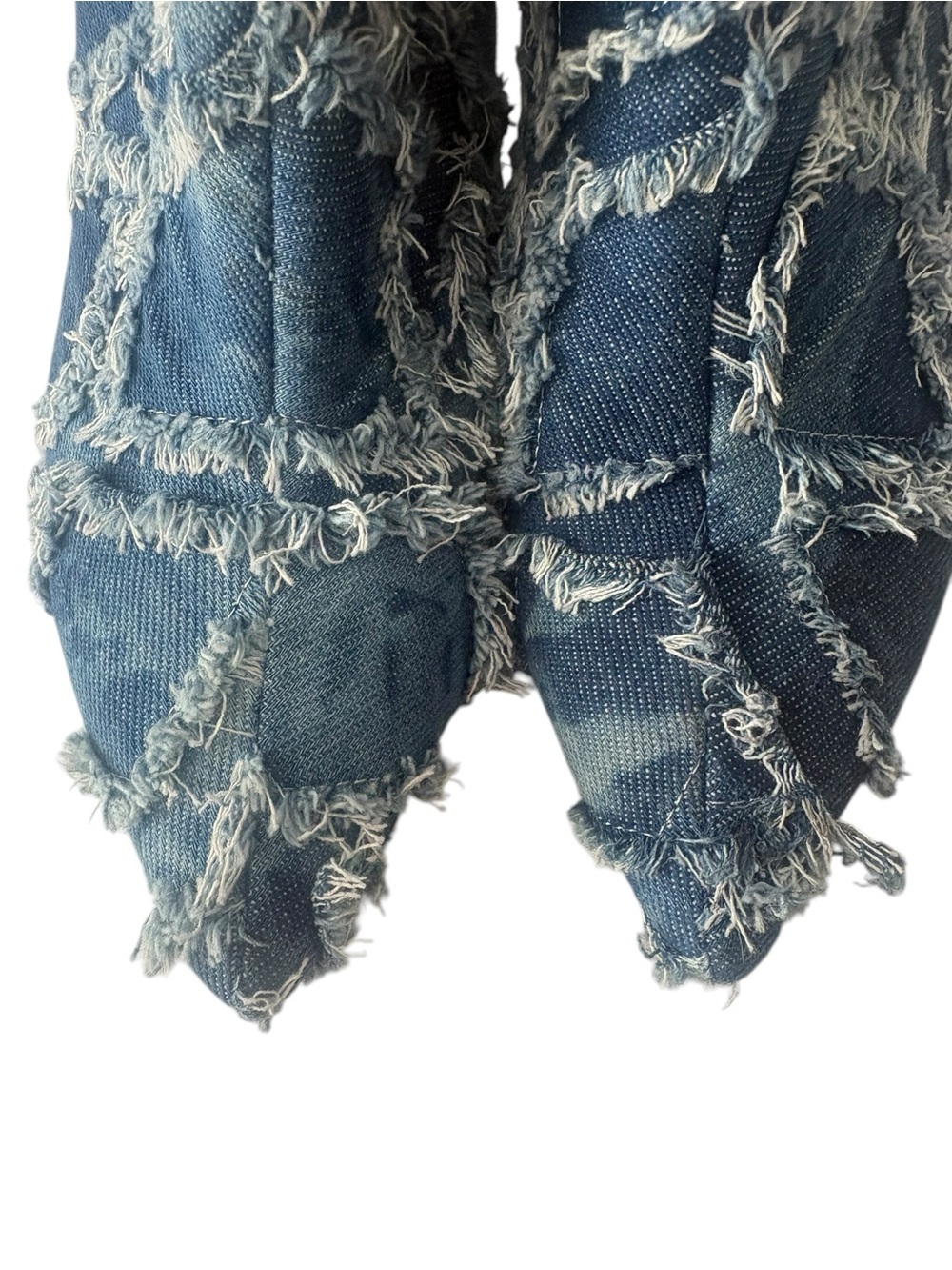 Denim Frayed Patchwork heeled boots size 9 - Picture 10 of 16